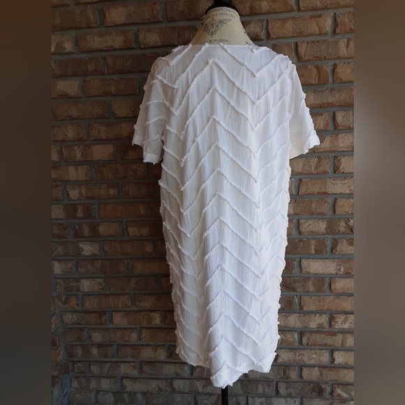 Porridge Clothing Anthropologie Marcelle Chevron Textured V-neck Shift Dress. - Picture 6 of 9